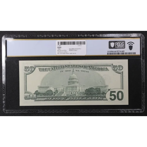 $50 1996 blue-Green seal. Small Size $50 Federal Reserve Notes 2126-L* (2)