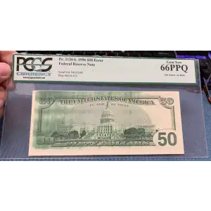 $50 1996 blue-Green seal. Small Size $50 Federal Reserve Notes 2126-L