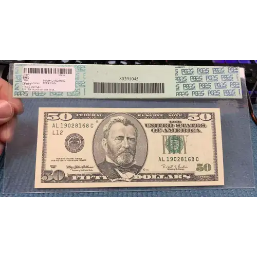 $50 1996 blue-Green seal. Small Size $50 Federal Reserve Notes 2126-L (2)