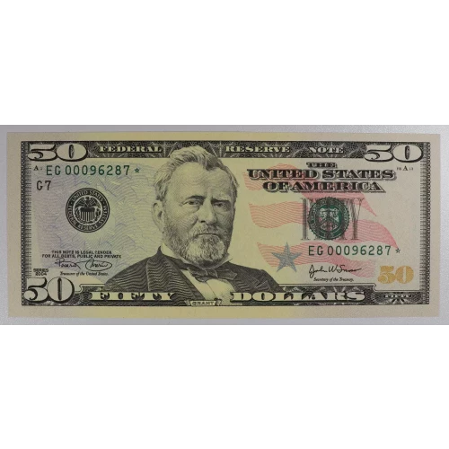 $50 2004 blue-Green seal. Small Size $50 Federal Reserve Notes 2128-G*