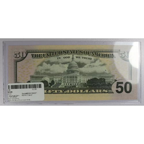$50 2004 blue-Green seal. Small Size $50 Federal Reserve Notes 2128-G* (3)