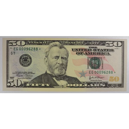 $50 2004 blue-Green seal. Small Size $50 Federal Reserve Notes 2128-G* (2)