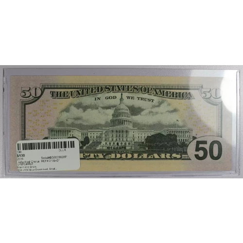 $50 2004 blue-Green seal. Small Size $50 Federal Reserve Notes 2128-G* (3)