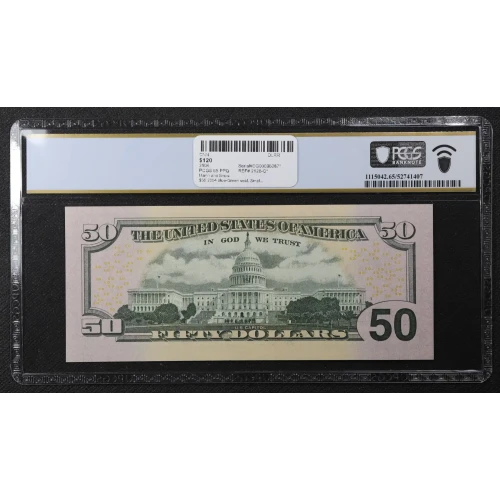 $50 2004 blue-Green seal. Small Size $50 Federal Reserve Notes 2128-G*