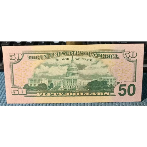 $50 2004 blue-Green seal. Small Size $50 Federal Reserve Notes 2128-L