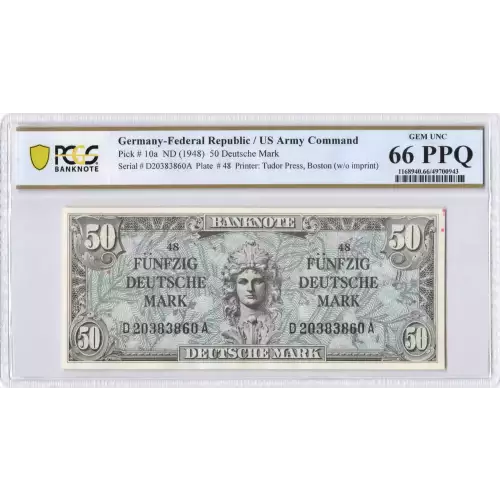 50 Deutsche Mark ND (1948), 1948 ND Second Issue a. Issued note Germany - Federal Republic 10 (2)