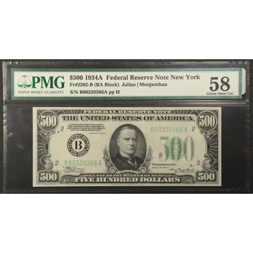 $500 1934-A.  High Denomination Notes 2202-B (2)