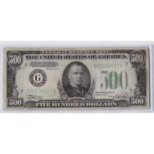 $500 1934-A.  High Denomination Notes 2202-G (2)