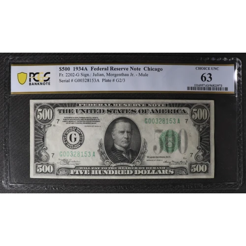$500 1934-A.  High Denomination Notes 2202-G (2)