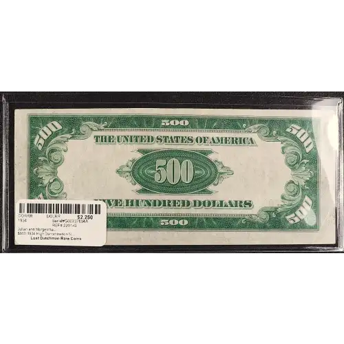 $500 1934  High Denomination Notes 2201-G