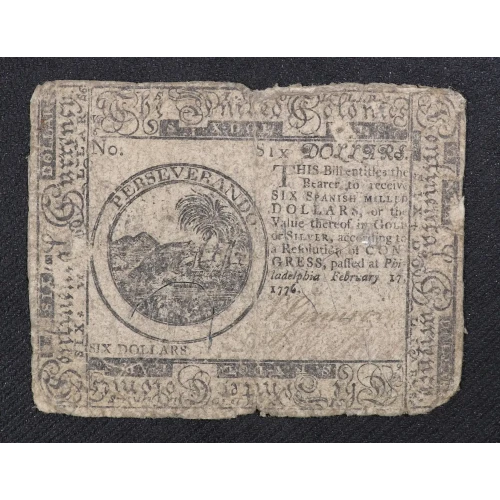 $6 February 17, 1776  CONTINENTAL CURRENCY CC-28 (2)
