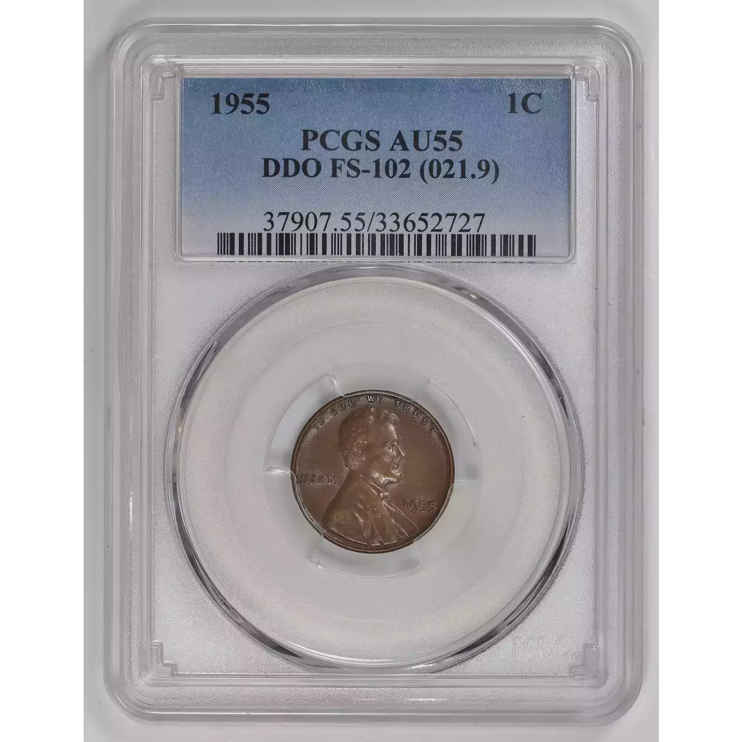 1955 1C Doubled Die Obverse Lincoln Cent PCGS MS62BN
