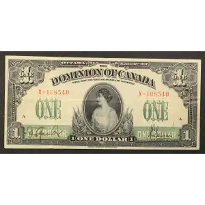 1 Dollar 17.3.1917, 1917 Issue c. With ABNCo. imprint. Signature Saunders at right Dominion of Canada 32 (3)