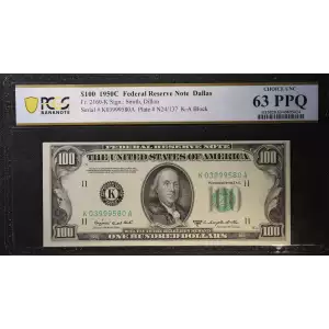 $100 1950-C.  Small Size $100 Federal Reserve Notes 2160-K