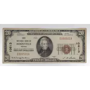 $20 1929 small brown seal. Small National Bank Notes 1802-1