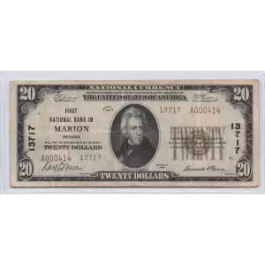 $20 1929 small brown seal. Small National Bank Notes 1802-2 (2)