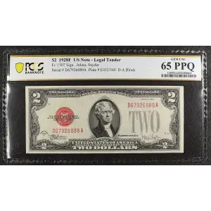 $2 1928-F red seal. Small Legal Tender Notes 1507