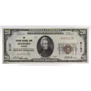 $20 1929 small brown seal. Small National Bank Notes 1802-1