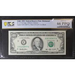 $100 1993  Small Size $100 Federal Reserve Notes 2174-E