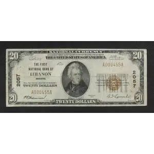 $20 1929 small brown seal. Small National Bank Notes 1802-1