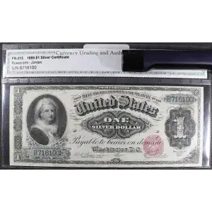 $1 1886 Small Red, plain Silver Certificates 215