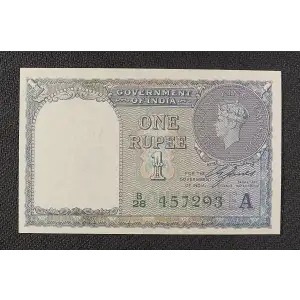 1 Rupee 1940, 1940 Issue d. Green serial #, letter A India 25 (3)