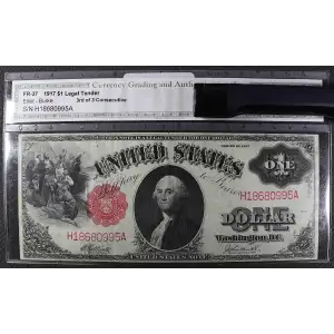 $1 1917 Small Red, scalloped Legal Tender Issues 37