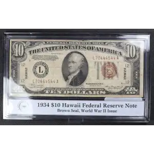 $10 1934-A brown seal Emergency Notes Issued During WW2 2303 (3)