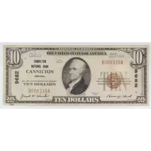 $10 1929 small brown seal. Small National Bank Notes 1801-1