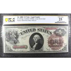 $1 1880 Large Brown; red serial numbers. Legal Tender Issues 28