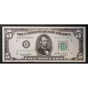 $5 1950 blue-Green seal. Small Size $5 Federal Reserve Notes 1961-B (3)