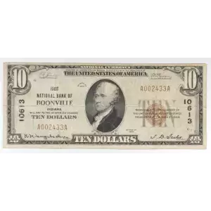 $10 1929 small brown seal. Small National Bank Notes 1801-1