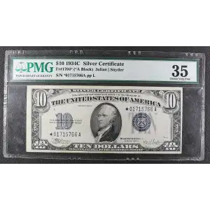 $10 1934-C blue seal. Small Silver Certificates 1704* (2)