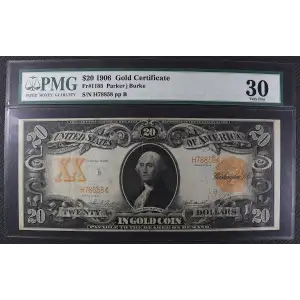 $20 1906 Gold Gold Certificates 1185