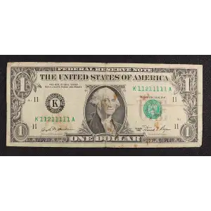 $1 1981 Green seal. Small Size $1 Federal Reserve Notes 1911-K