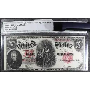 $5  Small Red, scalloped Legal Tender Issues 91