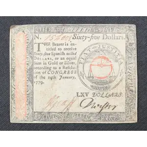 $65 January 14, 1779  CONTINENTAL CURRENCY CC-100