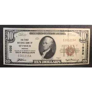 $10 1929 small brown seal. Small National Bank Notes 1801-1