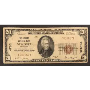 $20 1929 small brown seal. Small National Bank Notes 1802-1 (3)