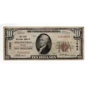 $10 1929 small brown seal. Small National Bank Notes 1801-1