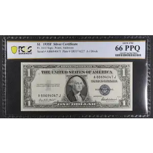 $1 1935-F blue seal. Small Silver Certificates 1615