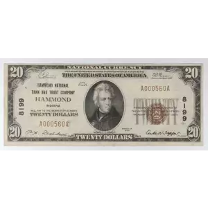 $20 1929 small brown seal. Small National Bank Notes 1802-1