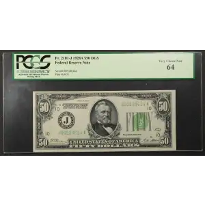 $50 1928-A.  Small Size $50 Federal Reserve Notes 2101-J (2)