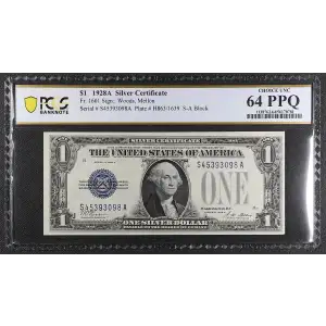 $1 1928-A blue seal. Small Silver Certificates 1601 (2)
