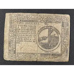 $2 November 29, 1775  CONTINENTAL CURRENCY CC-12