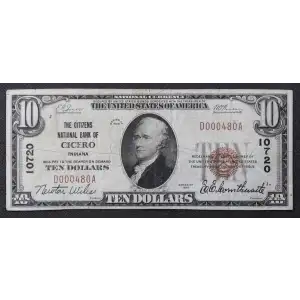 $10 1929 small brown seal. Small National Bank Notes 1801-1