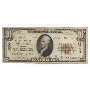 $10 1929 small brown seal. Small National Bank Notes 1801-2