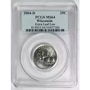 2004-D 25C Wisconsin Extra Leaf Low