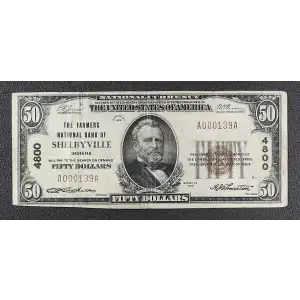 $50 1929 small brown seal. Small National Bank Notes 1803-1 (2)