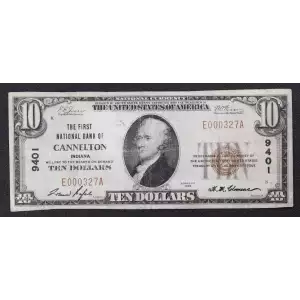 $10 1929 small brown seal. Small National Bank Notes 1801-1